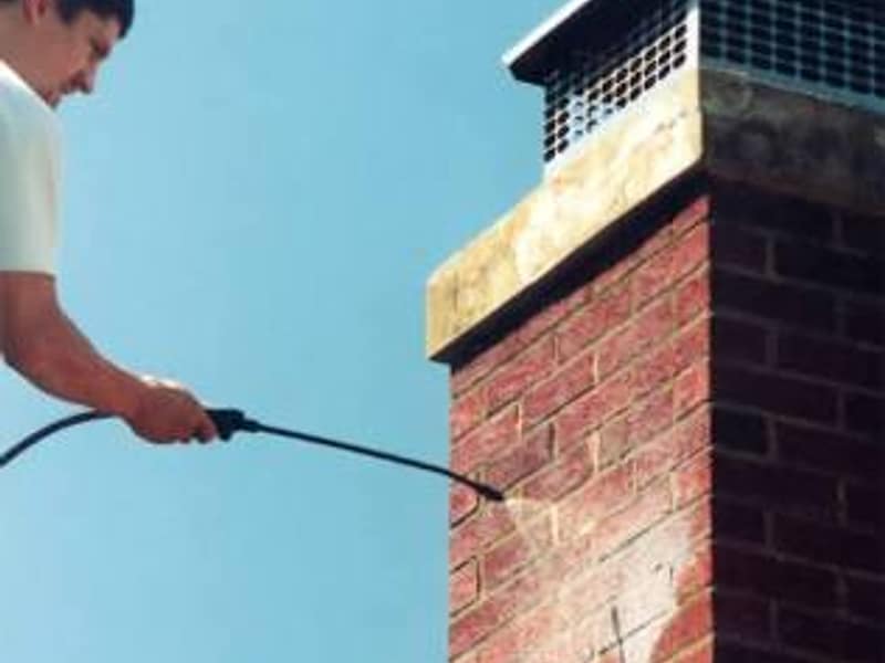 repellent sprayed over the brick stack on a chimney in Woodbridge, NJ