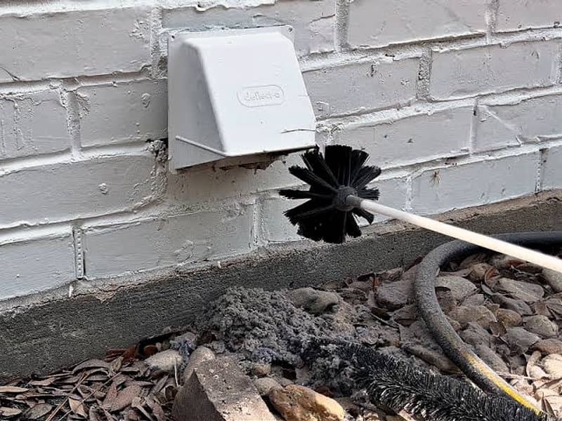 rotary brush worked into the dryer duct on a chimney in Woodbridge, NJ